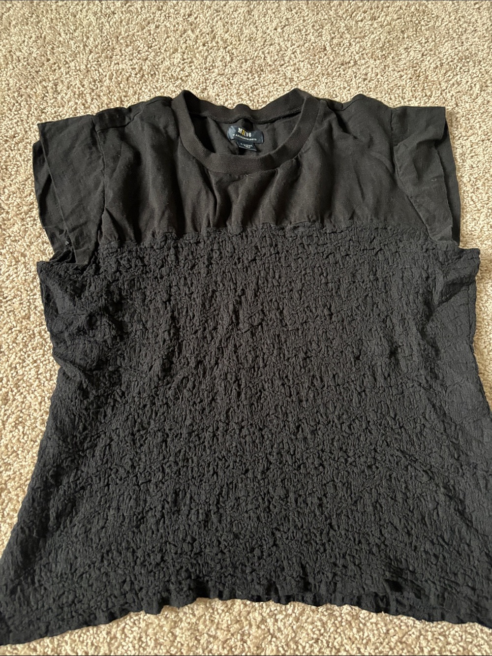 Maeve Black Short Sleeve Smocked Top